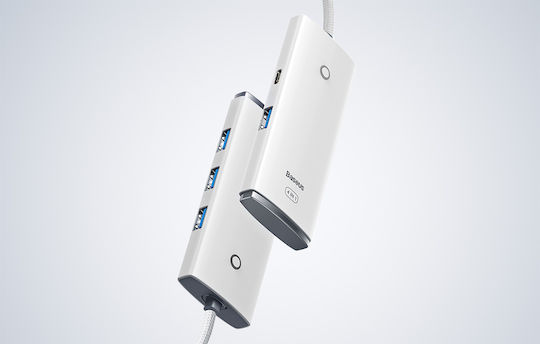 Baseus Lite Series 2м USB Хъб с 5 USB 3.0 Порта и USB-C Връзка Бял