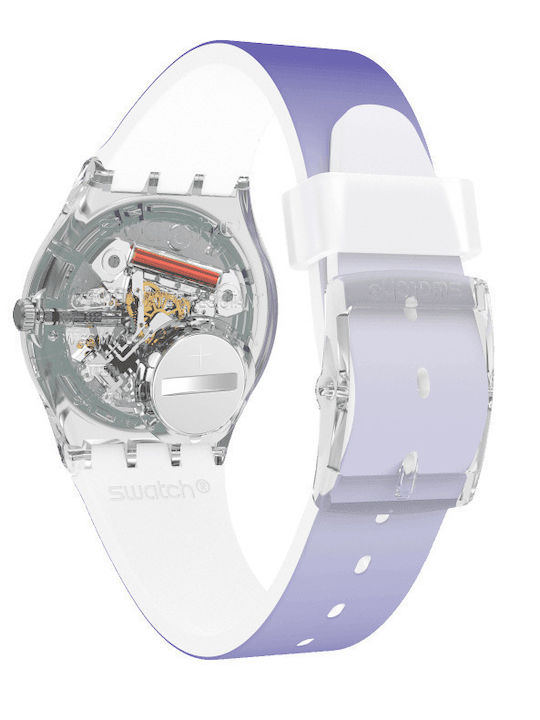 Swatch Ultralavande Damen Uhr mit Lila Kautschukarmband