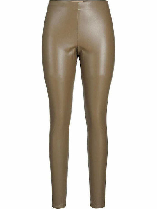 Women's Long Everyday Legging Shiny & High Waisted Morel