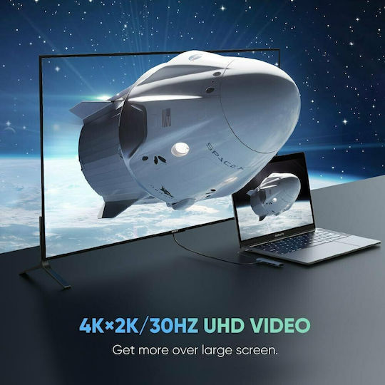 Ugreen USB-C Docking Station με HDMI 4K Ethernet Ασημί (70410)