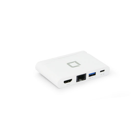 Dicota USB-C Докинг станция с HDMI 4K PD Етърнет Бял (D31730)
