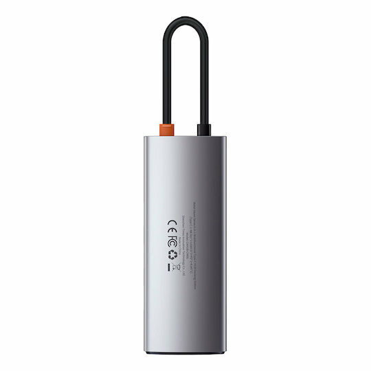Baseus Metal Gleam USB-C Docking Station με HDMI 4K PD Ασημί WKWG020013