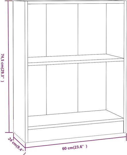 Βιβλιοθήκη Γκρι Sonoma 60x24x74.5εκ.