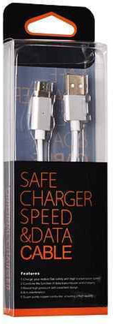Elough E04 1m Braided / Magnetic USB 2.0 to micro USB Cable Silver