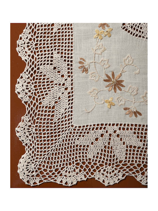 Silk Fashion Τραπεζομάντηλο με Κέντημα 313 Μπεζ 85x85εκ.
