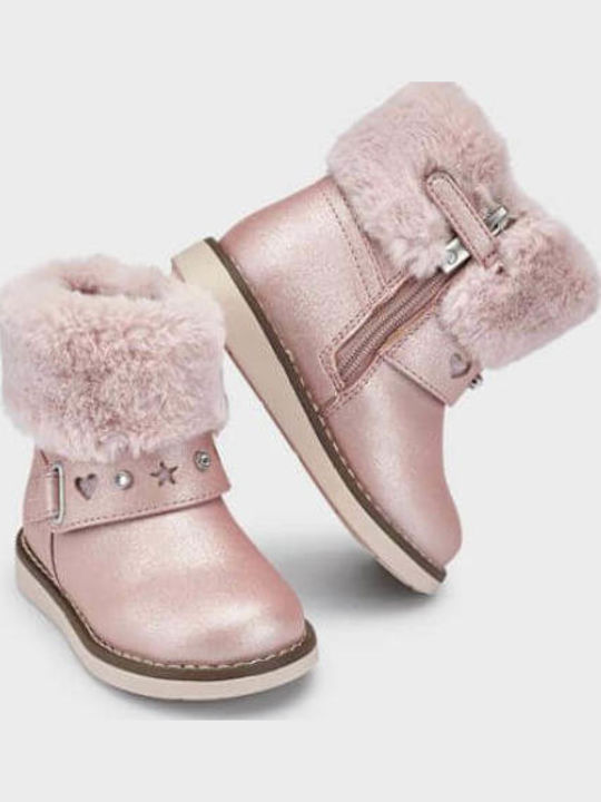 Anatomisch Lederne Kinderstiefeletten mit Reißverschluss Rosa