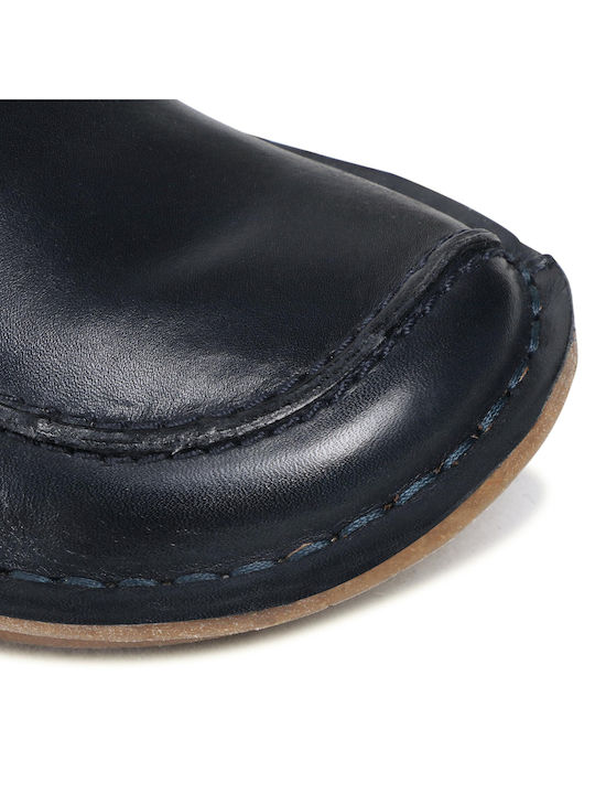 Funny Dream Women's Leather Oxford Shoes Navy Blue