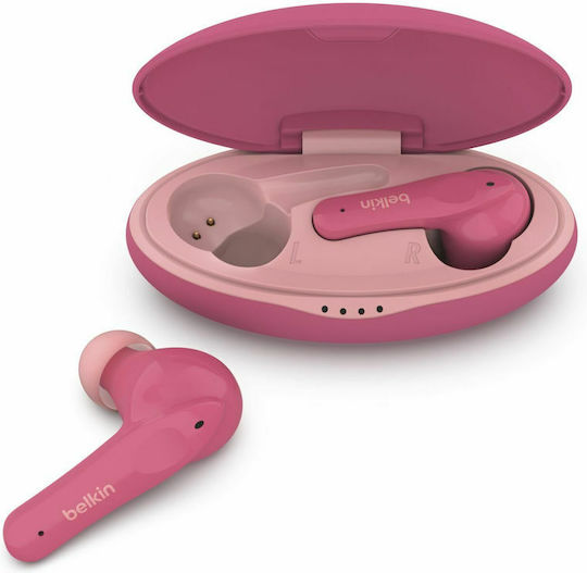 Belkin Soundform Nano In-ear Bluetooth Handsfree Ακουστικά με Αντοχή στον Ιδρώτα και Θήκη Φόρτισης Ροζ