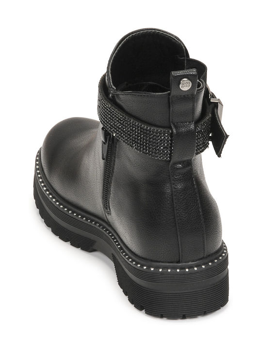 Ennis Leather Kids Boots with Zipper Black