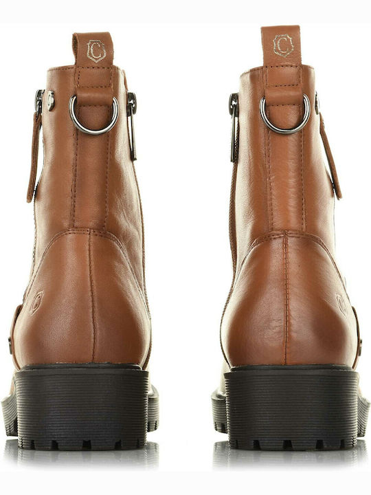 Leder Stiefeletten Damen Tabac Braun