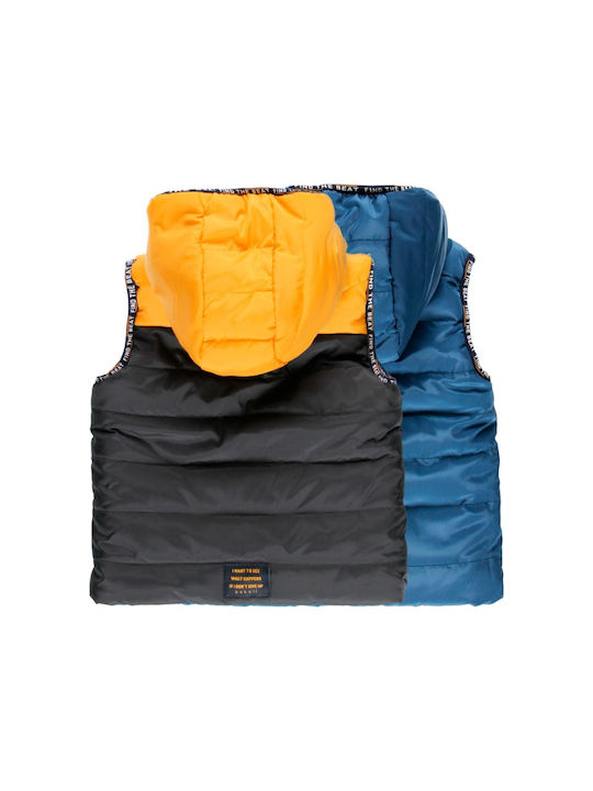 Boboli Kids Casual Jacket Sleeveless short Double Sided Hooded Blue