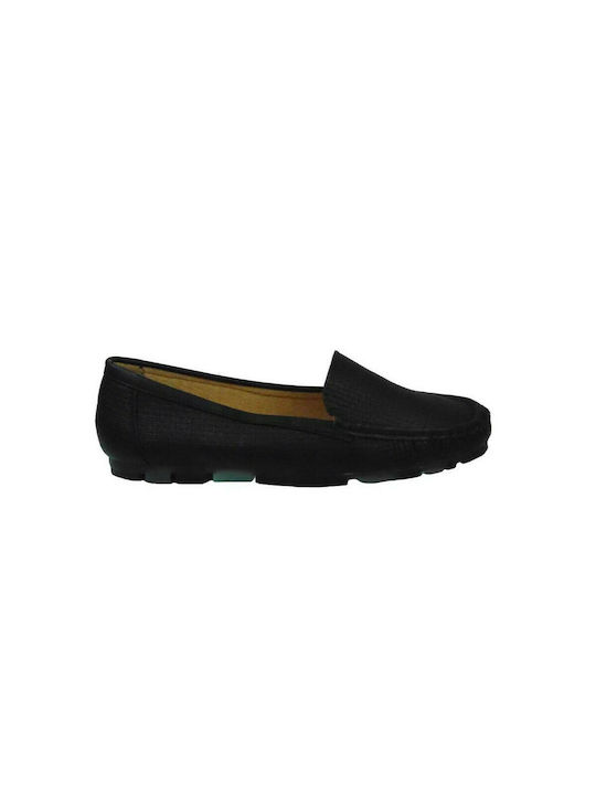 Tsimpolis Shoes TS6483 Women's Techno Leather Moccasin Black 31636