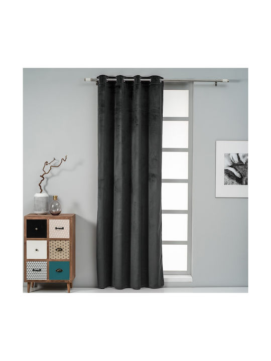 Artisti Italiani Curtain with Pencil Pleat Velour Dark Grey 140x260cm