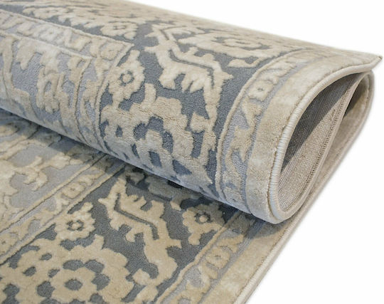 Klonaras 4435 Modern Velvet Bedroom Rugs Set Velvet Grey / Beige 3pcs