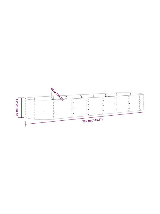vidaXL Blumenkasten Metallisch Silver 296x80x36cm.