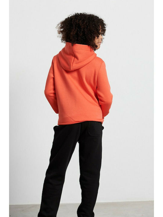 Fleece Kids Sweatshirt with Hood and Pockets Orange