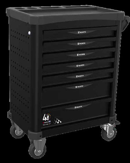 Wurth Wheeled Metallic Tool Carrier with 7 Drawers W73xD45.9xH84.4cm