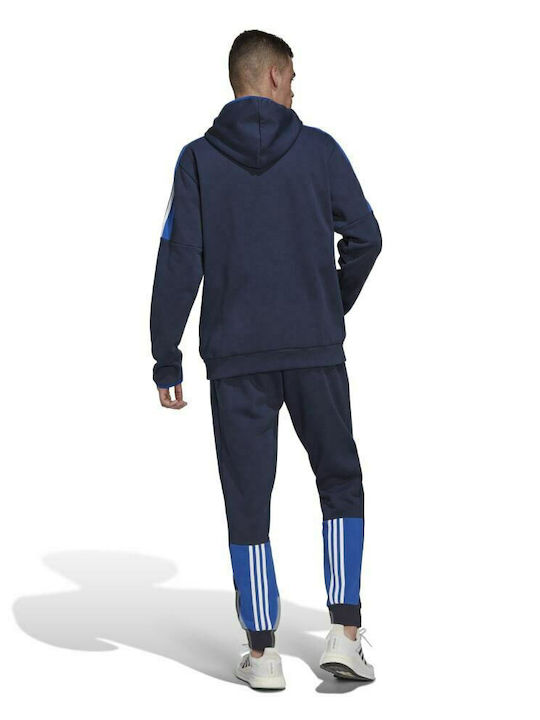 Adidas Colorblock Σετ Φόρμας με Λάστιχο Fleece Μπλε