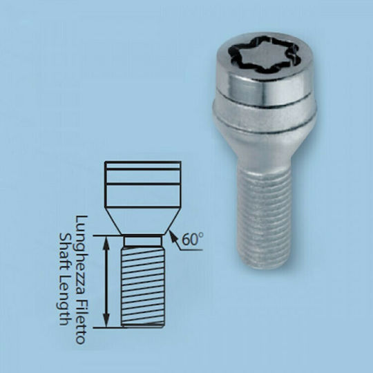 Lampa Μπουλόνια Απλά A270 Κωνικά Inox M14x1.5mm για Κλειδί No 17 4τμχ