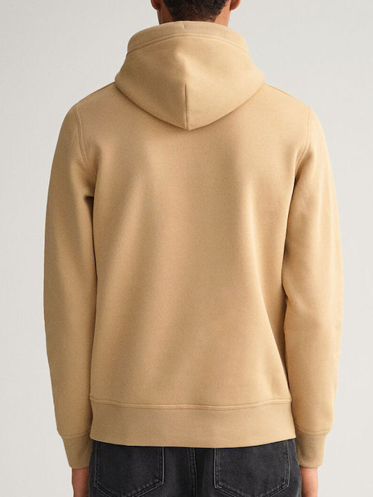 Gant Herren Sweatshirt mit Kapuze und Taschen Sandy Brown