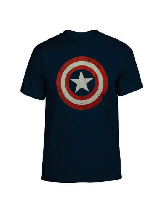 Captain America Distressed T-shirt Blue CPT379MV-S