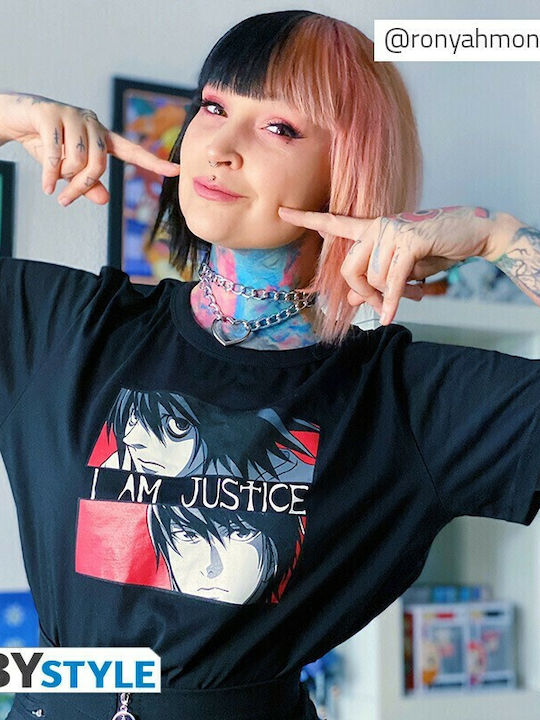 Abysse I Am Justice T-shirt Death Note Μαύρο Βαμβακερό Abysse I Am Justice T-shirt Death Note Μαύρο Βαμβακερό