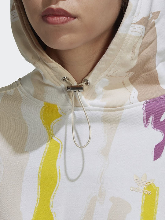 Women's Sweatshirt Hooded Multicolor / White / Ecru Tint