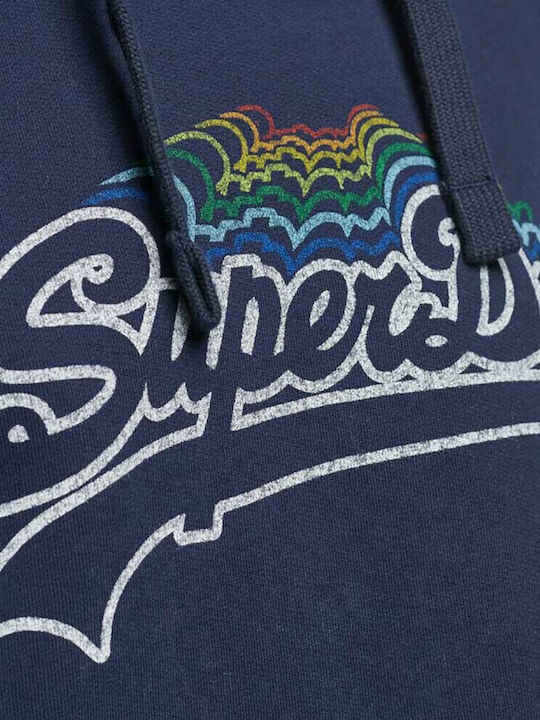 Long Women's Sweatshirt Hooded Navy Blue