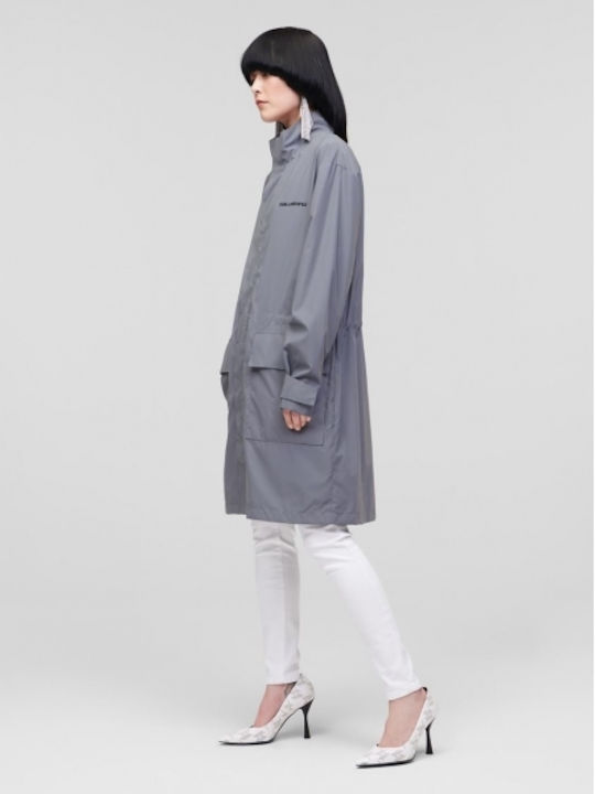 Women's Long Parka Jacket Double Sided for Winter Gray