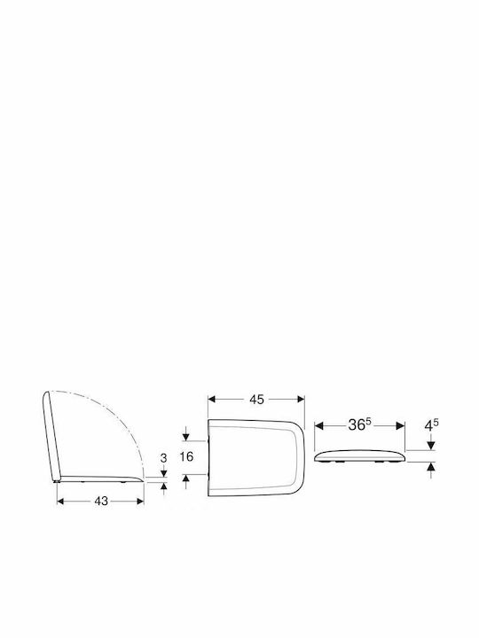 Geberit Icon Καπάκι Λεκάνης Soft Close Πλαστικό 45x36.5cm Λευκό