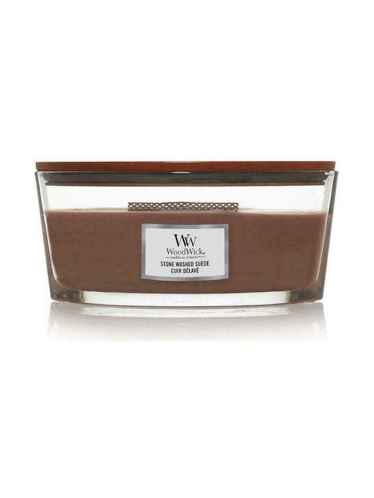 WoodWick Scented Candle Jar with Scent Washed Suede Brown 453gr 1pcs