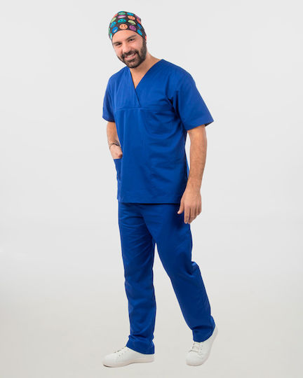 Ayo Newton Unisex Medizinische Bluse Blau aus Baumwolle und Polyester