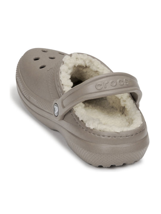 Crocs Classic Fuzz Lined Σαμπό με Γούνα Μπεζ 203591-2YB