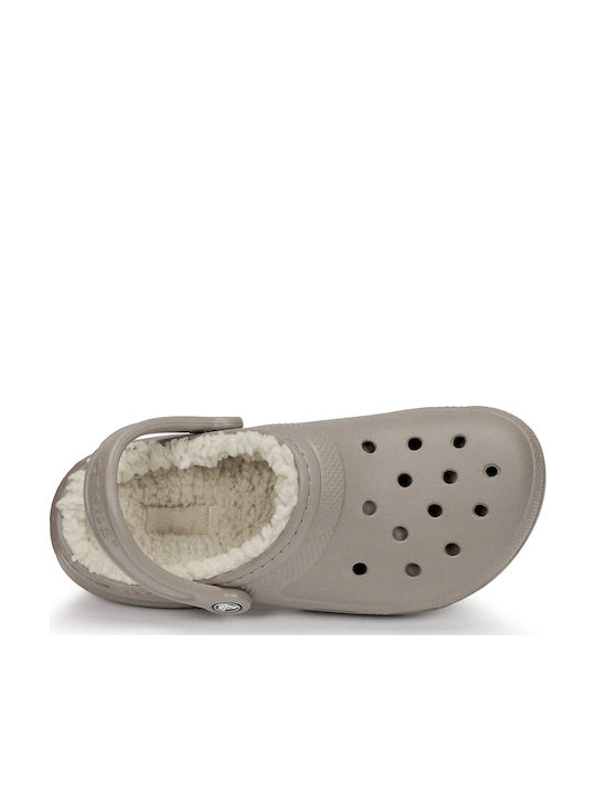 Crocs Classic Fuzz Lined Σαμπό με Γούνα Μπεζ 203591-2YB