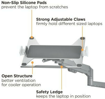 Brateck Stand für Laptop bis zu 17.3" Silber (NBH-6E)