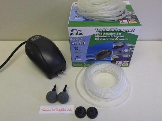 Pontec PondoAir Set 200 Aquarium Air Pump Double Outlet with Maximum Flow Speed 200lt/h