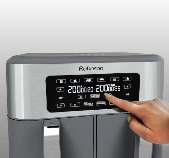 Rohnson Air Fryer with Double Detachable Bucket 8.5lt Gray R-2844