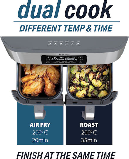Rohnson Air Fryer with Double Detachable Bucket 8.5lt Gray R-2844