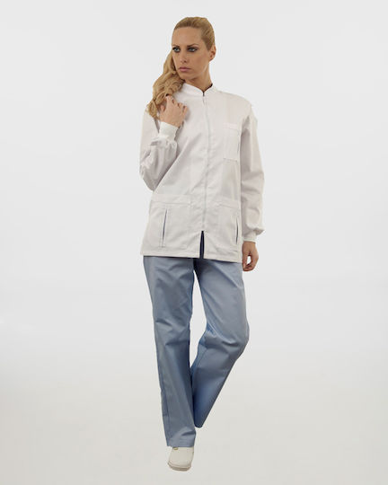 Ayo Loco Unisex Set Pantaloni și Bluza Medicală Alb din Bumbac și Poliester