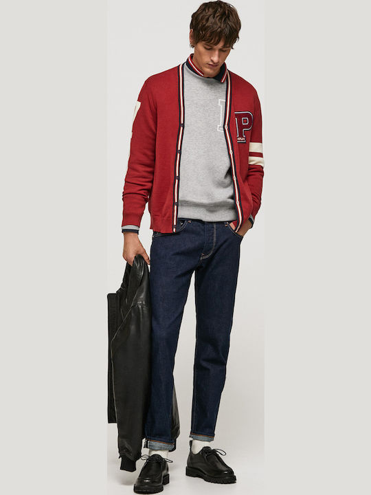 Men's Cardigan with Buttons Red
