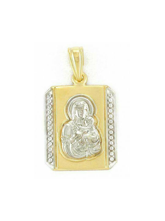 Pendant Kids Talisman Double Sided with Virgin Mary from Gold 9K PD11036