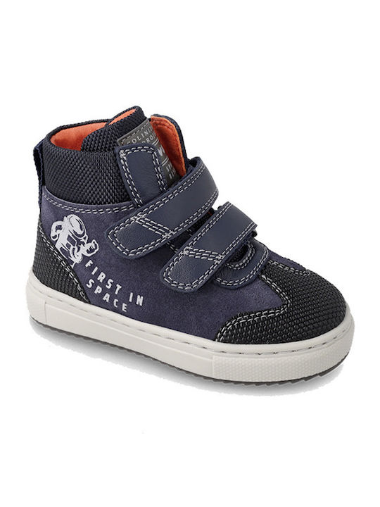 Garvalin Kids Sneakers High with Scratch Navy Blue