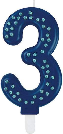 Legami Milano Birthday Candle Number "3" in Blue Color NUC0014