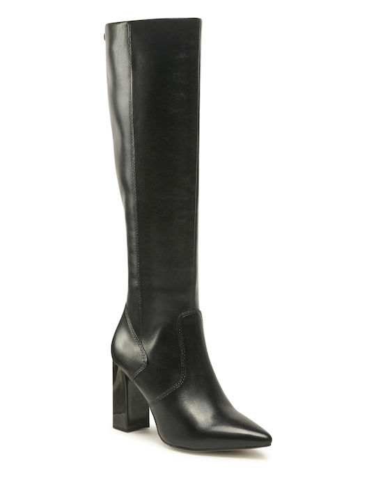 Caprice Leather High Heel Women's Boots Black