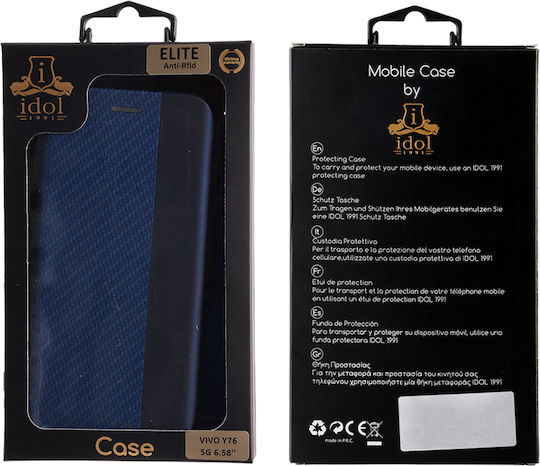 Idol 1991 Elite Anti-RFID Book Synthetic Leather Blue (Vivo Y76 5G)