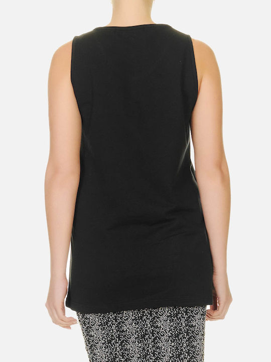 Koolfly Women's Blouse Cotton Sleeveless Black