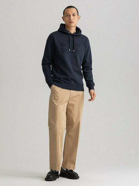 Archive Shield Sweatshirt with Hood Navy Blue