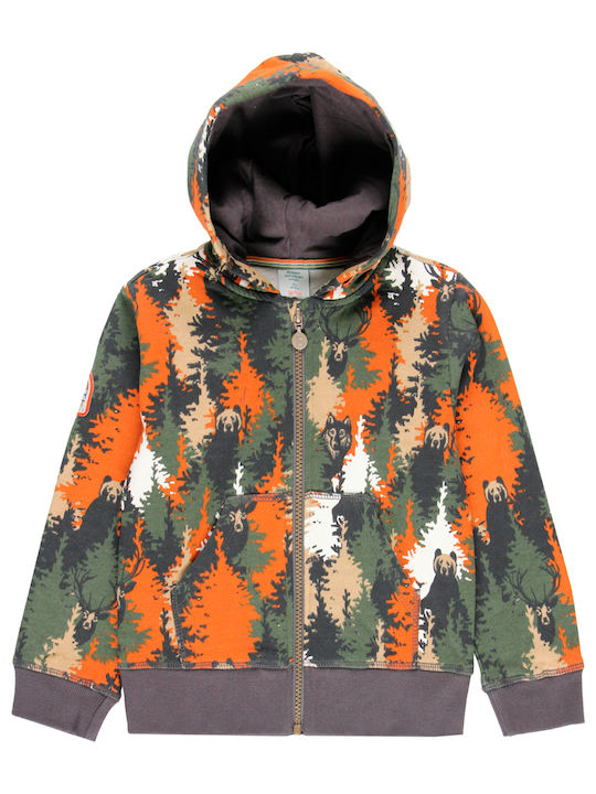 Kinder-Sweatshirtjacke Fleece mit Kapuze Khaki