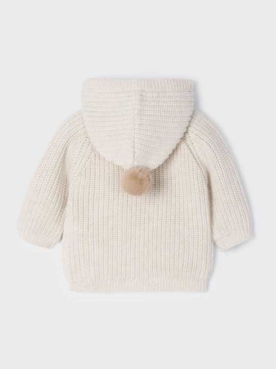 Kinderstrickjacke Baumwolle mit Kapuze Weiß