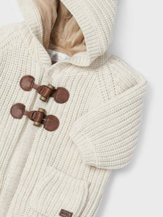 Kinderstrickjacke Baumwolle mit Kapuze Weiß